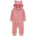 Baby Girl Eared & Hooded Zipper Jumpsuit