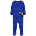 Baby Boys One-Piece Striped Construction Cotton Footed Pajamas