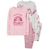 Little & Big Girls Reading 100% Snug Fit Cotton Pajamas 4 Piece Set