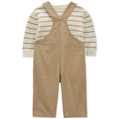 카터스 Baby Boys Cotton Striped Thermal Sweater & Canvas Coverall 2 Piece Set