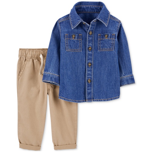 카터스 Baby Boys Cotton Denim Button-Front Shirt & Pull-On Pants 2 Piece Set