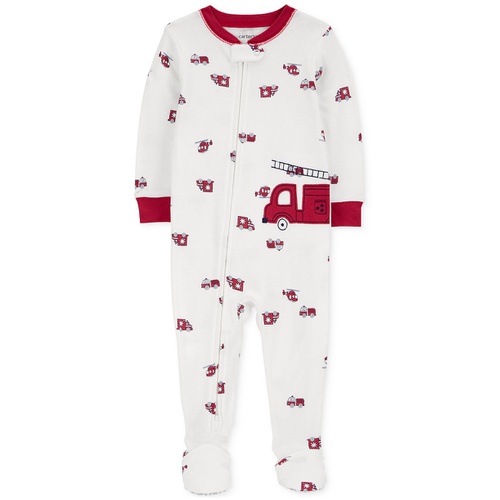 카터스 Baby Boys One-Piece Firetruck-Print 100% Snug Fit Cotton Footed Pajamast