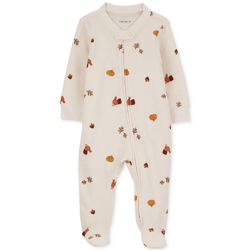 카터스 Baby One-Piece Thanksgiving Fall-Print Thermal Sleep and Play Footed Pajamas