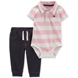 Baby Boys Striped Polo Bodysuit & Pants 2 Piece Set