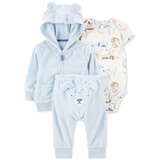 Baby Boys Dog Little Hooded Jacket Bodysuit & Pants 3 Piece Set