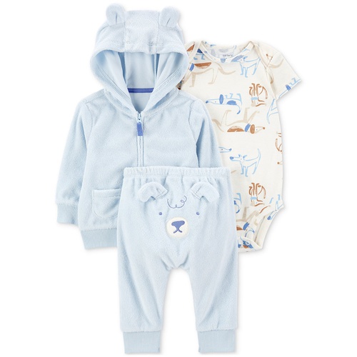 카터스 Baby Boys Dog Little Hooded Jacket Bodysuit & Pants 3 Piece Set