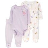 Baby Boys and Baby Girls 3-Piece Sleep and Play Bodysuit and Pants Set