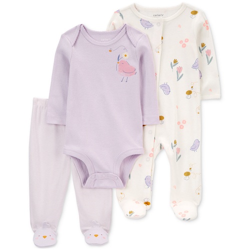 카터스 Baby Boys and Baby Girls 3-Piece Sleep and Play Bodysuit and Pants Set