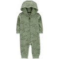 Baby Boy Dinosaur Pattern Hooded Zipper Jumpsuit