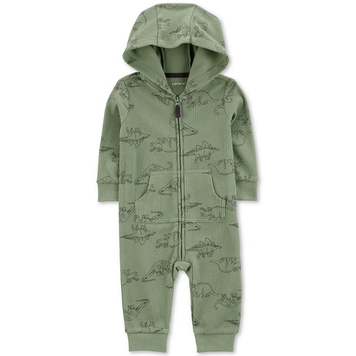 카터스 Baby Boy Dinosaur Pattern Hooded Zipper Jumpsuit