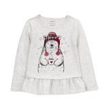 Toddler Girls Polar Bear Graphic Peplum Topt