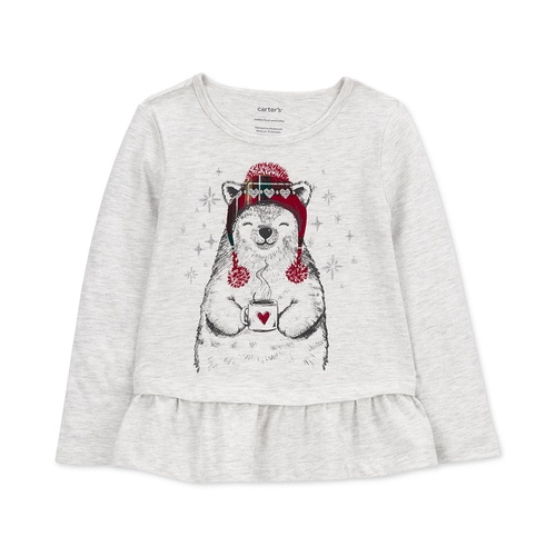 카터스 Toddler Girls Polar Bear Graphic Peplum Topt