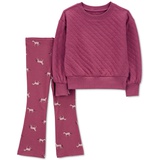 Toddler Girls 2-Pc. Quilted Top & Printed Leggings Set