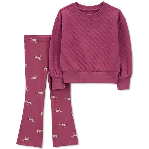 카터스 Toddler Girls 2-Pc. Quilted Top & Printed Leggings Set