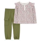 Toddler Girls 2-Pc. Floral-Print Top & Cargo Pants Set