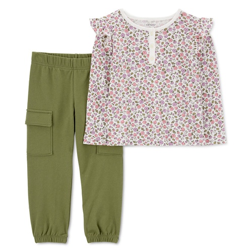 카터스 Toddler Girls 2-Pc. Floral-Print Top & Cargo Pants Set