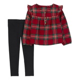 Toddler Girls 2-Pc. Plaid Flannel Top & Stretch Leggings Set