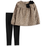 Toddler Girls 2-Pc. Leopard-Print Top & Solid Leggings Set