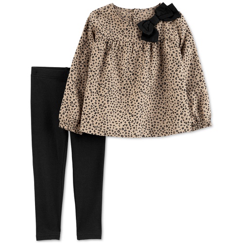 카터스 Toddler Girls 2-Pc. Leopard-Print Top & Solid Leggings Set