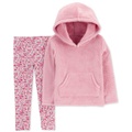 Toddler Girls 2-Pc. Fuzzy Pullover Hoodie & Printed Leggings Set