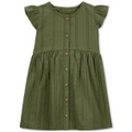 Toddler Girls Cotton Button-Front Flutter Dress