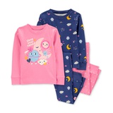 Toddler Girls Space-Print 100% Snug-Fit Cotton Pajamas 4 Piece Set