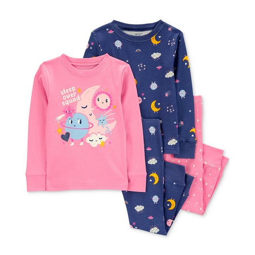 카터스 Toddler Girls Space-Print 100% Snug-Fit Cotton Pajamas 4 Piece Set