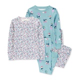 Toddler Girls Fairy-Print 100% Snug-Fit Cotton Pajamas 4 Piece Set