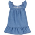 Toddler Girls Embroidered Chambray Dress