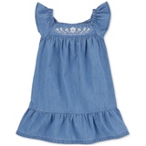 Toddler Girls Embroidered Chambray Dress