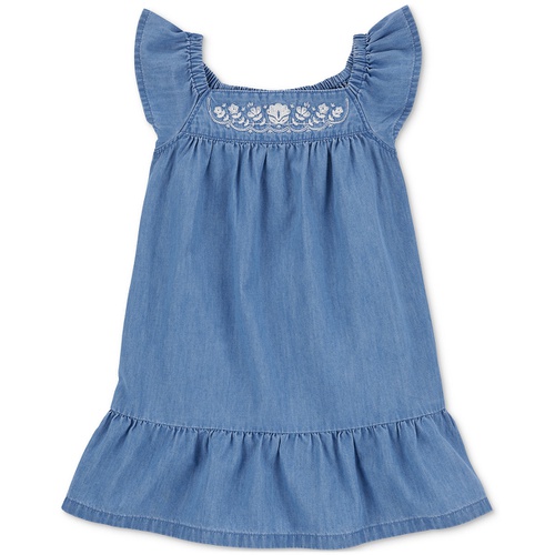 카터스 Toddler Girls Embroidered Chambray Dress