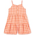 Toddler Girls Gingham Poplin Cotton Romper