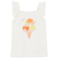 Toddler Girls Ice Cream Graphic Cotton Flutter-Sleeve Tank Top