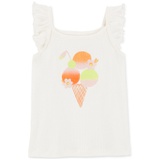 Toddler Girls Ice Cream Graphic Cotton Flutter-Sleeve Tank Top