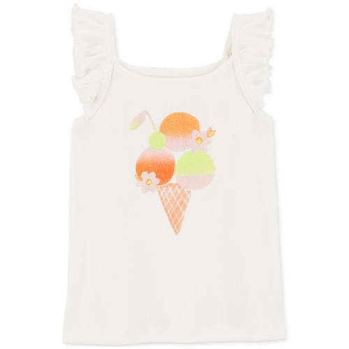 카터스 Toddler Girls Ice Cream Graphic Cotton Flutter-Sleeve Tank Top