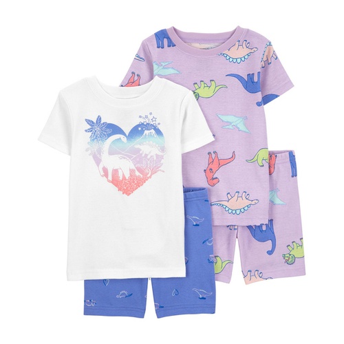 카터스 Toddler Girls Dinosaur Snug Fit Cotton Pajama 4 Piece Set