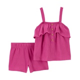 Toddler Girls Crinkle Jersey Tank Top and Shorts 2 Piece Set