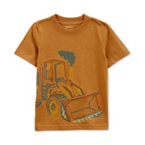 Toddler Boys Bulldozer Flocked Graphic T-Shirt