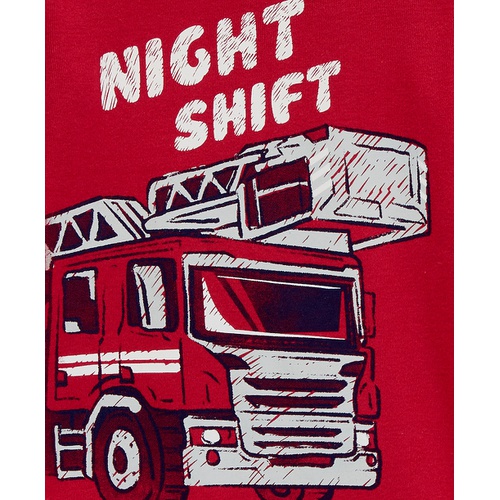 카터스 Toddler Boys Firetruck-Print 100% Snug-Fit Cotton Pajamas 4 Piece Set