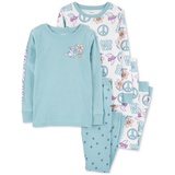 Little & Big Girls Peace Sign 100% Snug Fit Cotton Pajamas 4 Piece Set