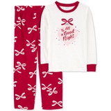 Little & Big Kids Good Night Bow Top & Fleece Pants Pajamas 2-Piece Set