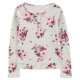 Little & Big Girls Floral Thermal Waffle-Knit Long-Sleeve Henley