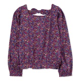 Little & Big Girls Floral Long-Sleeve Twill Top