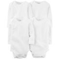 Baby Boys or Baby Girls Solid Long Sleeved Bodysuits Pack of 4