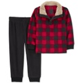 Toddler Boys Buffalo-Check Pullover & Fleece Pants 2 Piece Set