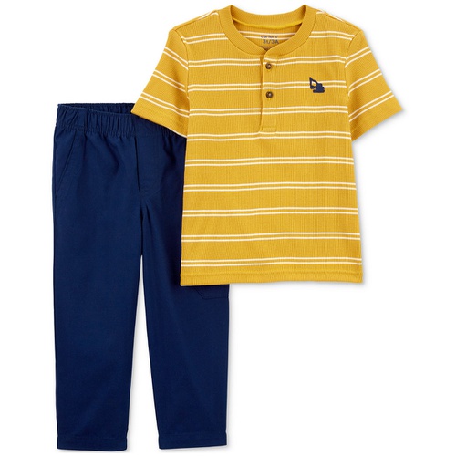 카터스 Toddler Boys Striped Cotton Henley Shirt & Canvas Pants Set