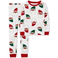 Little & Big Santa Print 100% Snug Fit Cotton Pajamas 2 Piece Set