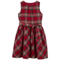 Little & Big Girls Plaid Sateen Sleeveless Dress