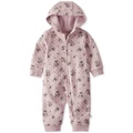 Baby Girls Hooded Quilted Double Knit Floral Print Coverall