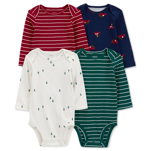 카터스 Baby Boys 4 Pk. Holiday Long Sleeve Cotton Bodysuits